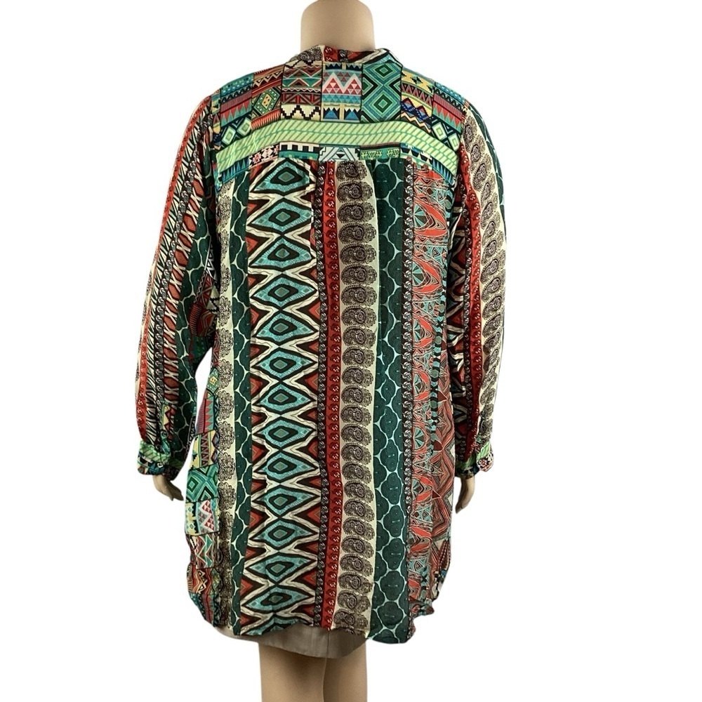 Johnny Was Multicolor Patchwork Tunic Top XL Boho - image 5